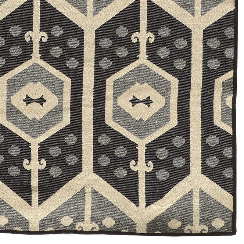 Riverbay Furniture 5' x 8' Hand Woven Wool Rug in Black and Gray