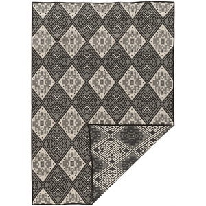 Riverbay Furniture 5' x 8' Hand Woven Wool Rug in Black and Gray