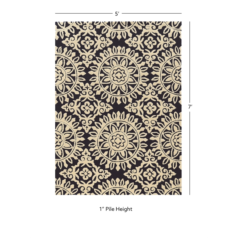 Riverbay Furniture 5' x 7' Hand Tufted Rug in Navy and Cream
