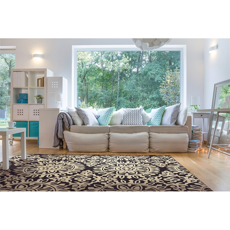 Riverbay Furniture 5' x 7' Hand Tufted Rug in Navy and Cream