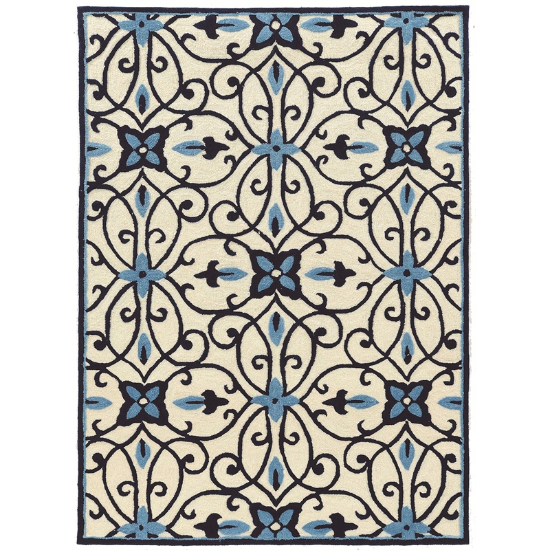 Riverbay Furniture 5' x 7' Hand Tufted Rug in Blue and Cream