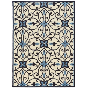Riverbay Furniture 5' x 7' Hand Tufted Rug in Blue and Cream