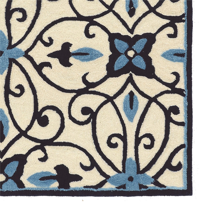 Riverbay Furniture 5' x 7' Hand Tufted Rug in Blue and Cream