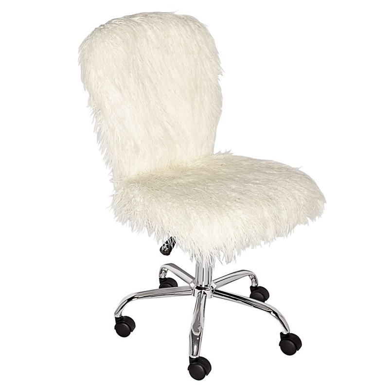 white fur rolling chair