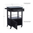 Riverbay Furniture Transitional Wood/Granite Top Kitchen Cart in Classic Black