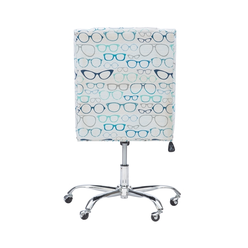 Riverbay Furniture Transitional Fabric Glasses Print Office Chair in Blue