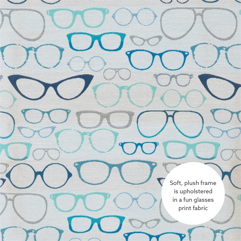 Riverbay Furniture Transitional Fabric Glasses Print Office Chair in Blue