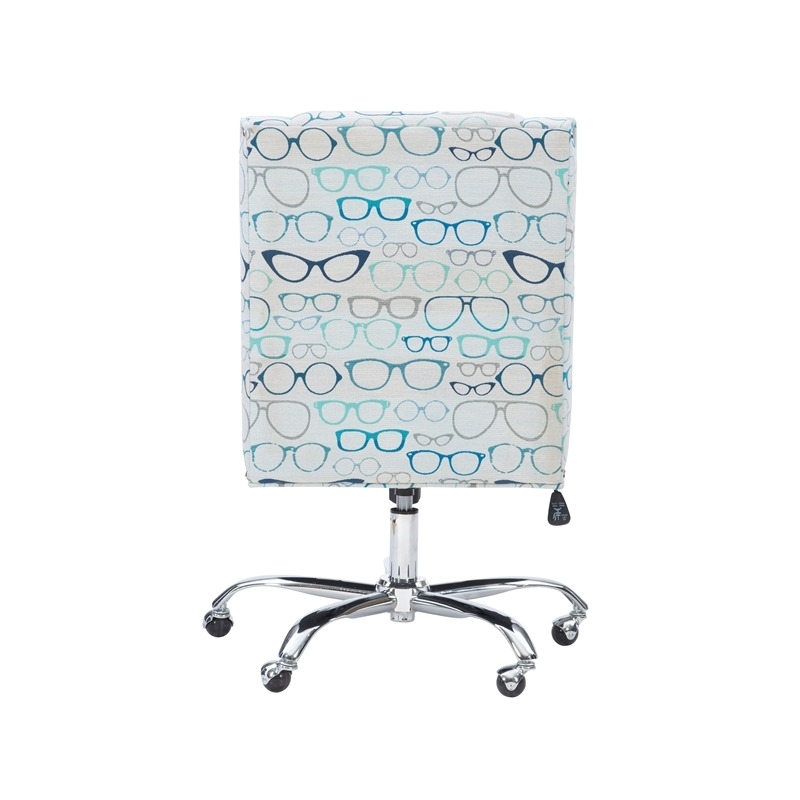 Riverbay Furniture Transitional Fabric Glasses Print Office Chair in Blue