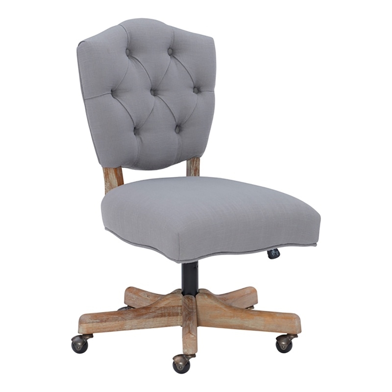 Riverbay Furniture Transitional Fabric Tufted Swivel Office Chair in Gray