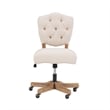 Riverbay Furniture Transitional Fabric Tufted Swivel Office Chair in Beige