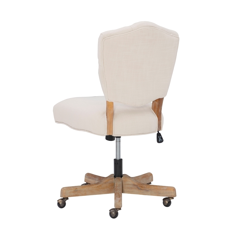 Riverbay Furniture Transitional Fabric Tufted Swivel Office Chair in Beige