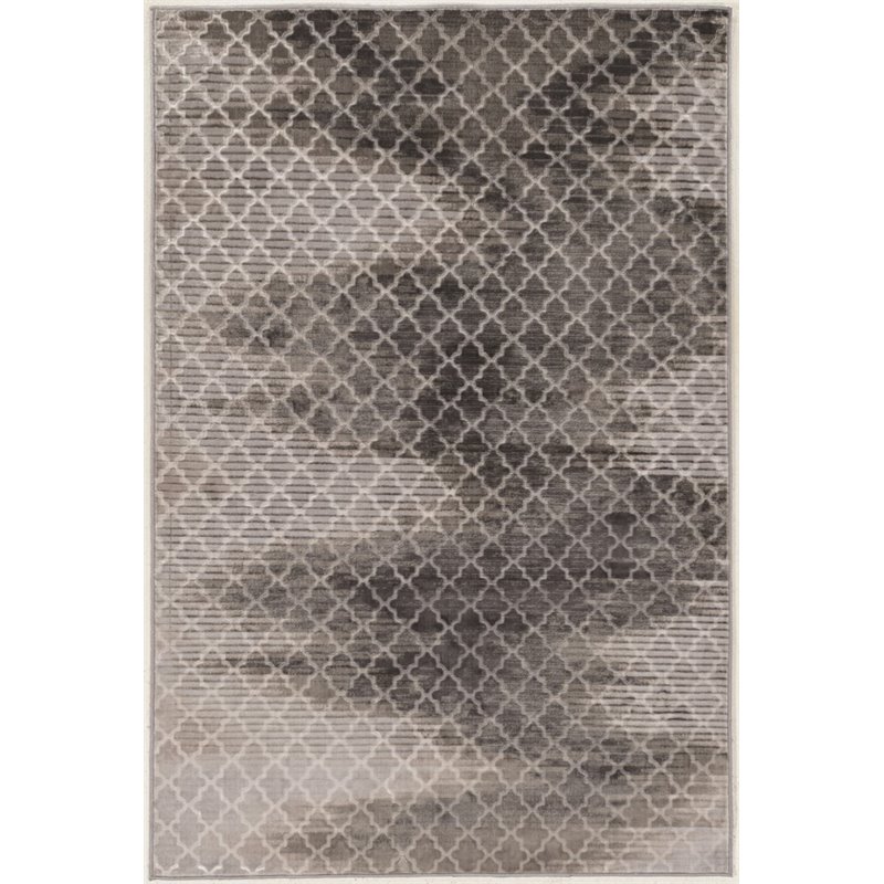 Riverbay Furniture 8' Round Zig Zag Rug in Gray and Black