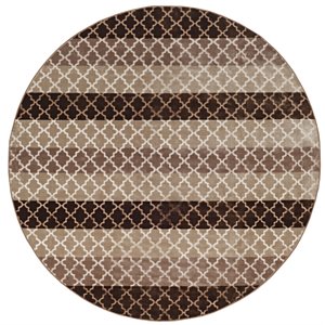 Riverbay Furniture 8' Round Stripes Rug in Beige and Brown