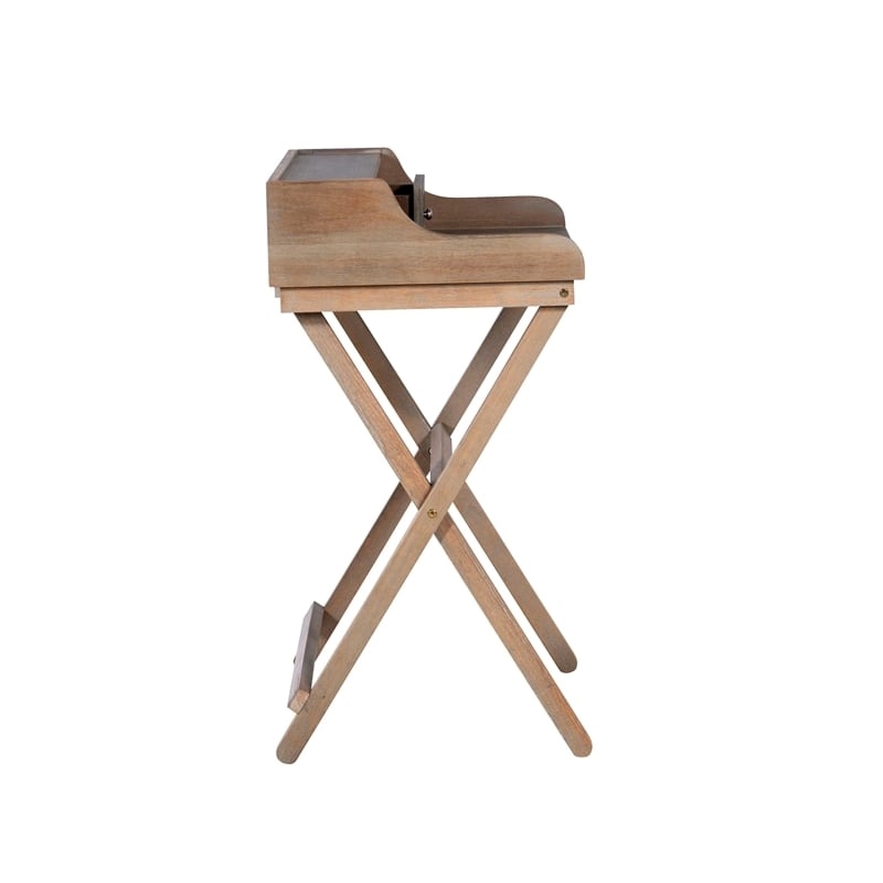 Riverbay Furniture Small Space Wood Folding Desk with Drawer in Rustic Brown