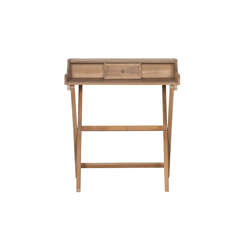 Riverbay Furniture Small Space Wood Folding Desk with Drawer in Rustic Brown