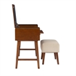 Riverbay Furniture Mid-Century Wood/Fabric Vanity Set in Walnut Brown/Beige