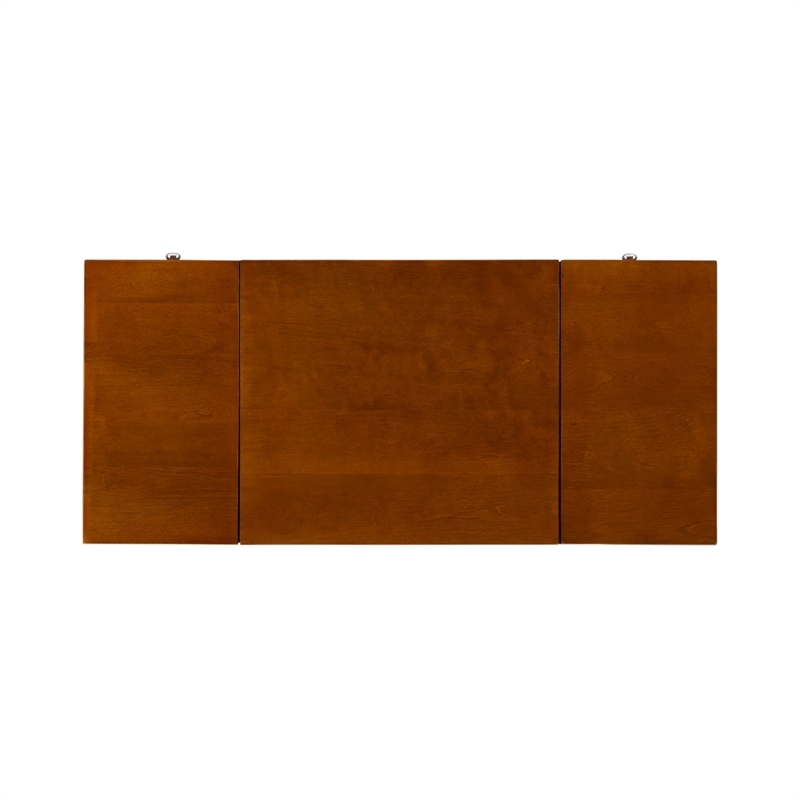 Riverbay Furniture Mid-Century Wood/Fabric Vanity Set in Walnut Brown/Beige