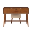 Riverbay Furniture Mid-Century Wood/Fabric Vanity Set in Walnut Brown/Beige