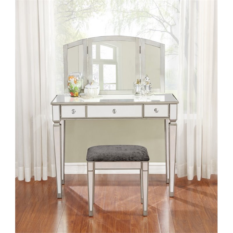 Riverbay Furniture Mirrored Vanity Set