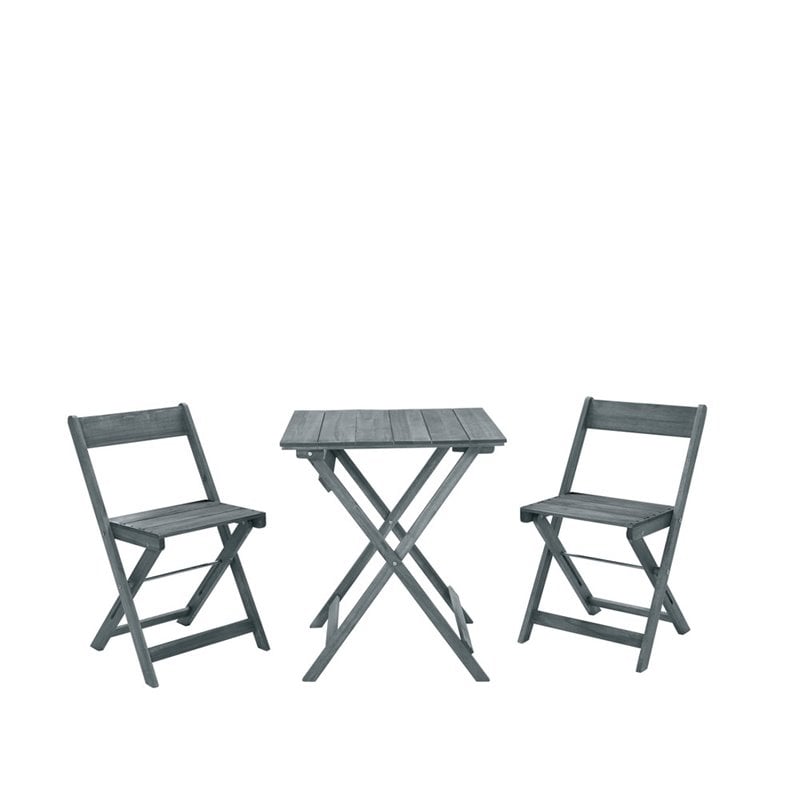Riverbay Furniture 3 Piece Square Table Set in Gray