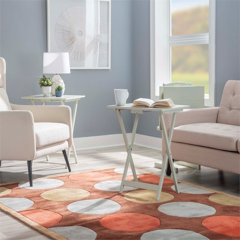 Riverbay Furniture Wood 5 Piece Tray Table Set in Gray