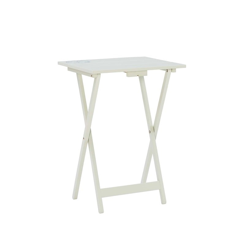 Riverbay Furniture Wood 5 Piece Tray Table Set in Gray