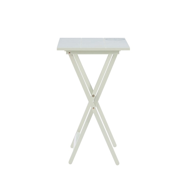 Riverbay Furniture Wood 5 Piece Tray Table Set in Gray