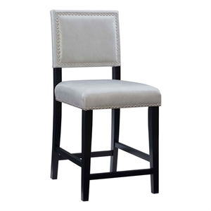 Riverbay Furniture 24&quot Transitional Faux Leather Counter Stool in Light Gray