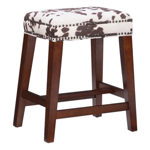 Riverbay Furniture 24&quot Transitional Wood/Fabric Cow Print Counter Stool in Brown