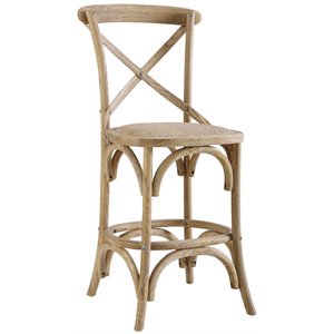 Riverbay Furniture 24.5&quot Transitional Wood Counter Stool in Brown Gray