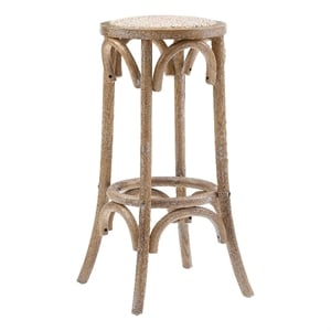 Riverbay Furniture 30&quot Round Retro Wood Backless Bar Stool in Washed Brown