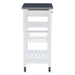 Riverbay Furniture Transitional Wood/Stainless Steel Kitchen Cart in White