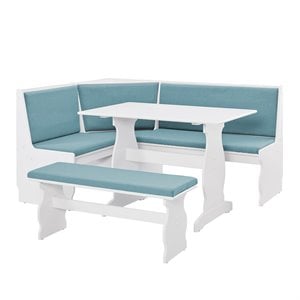 Riverbay Furniture Transitional Wood Corner Nook Dining Set in Blue