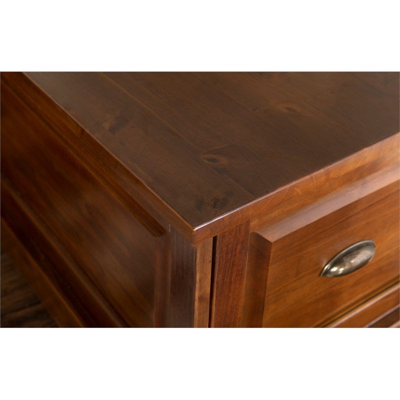 Riverbay Furniture Wood Backless Corner Table Booth & Bench Dining Set in Brown