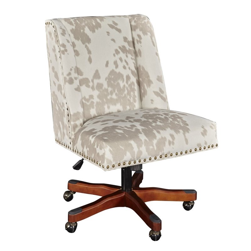 Riverbay Furniture Linen Cow Print Office Chair