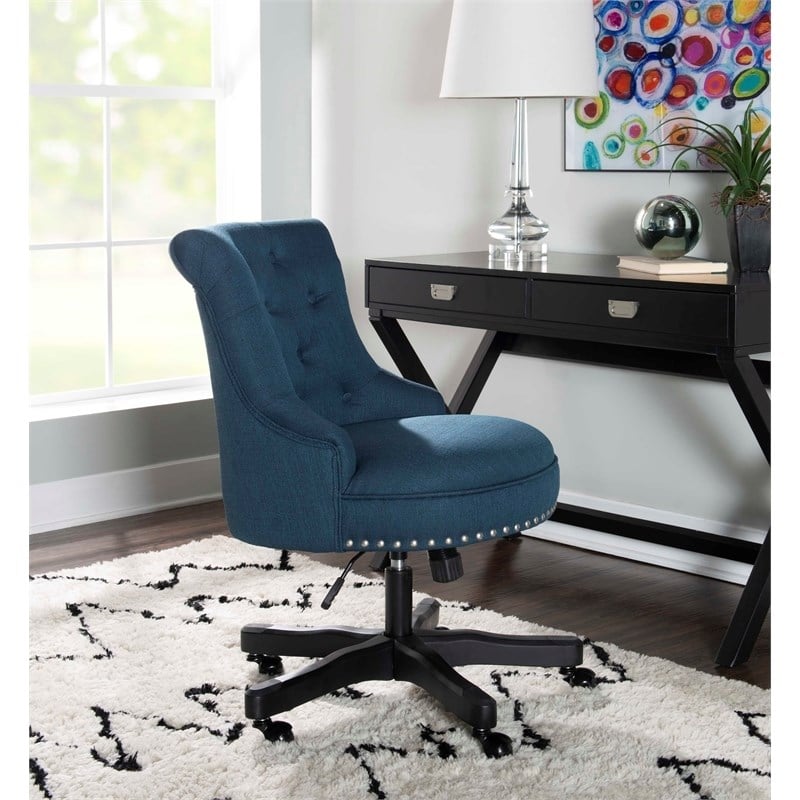 Riverbay Furniture Transitional Fabric/Wood Office Chair in Blue/Black