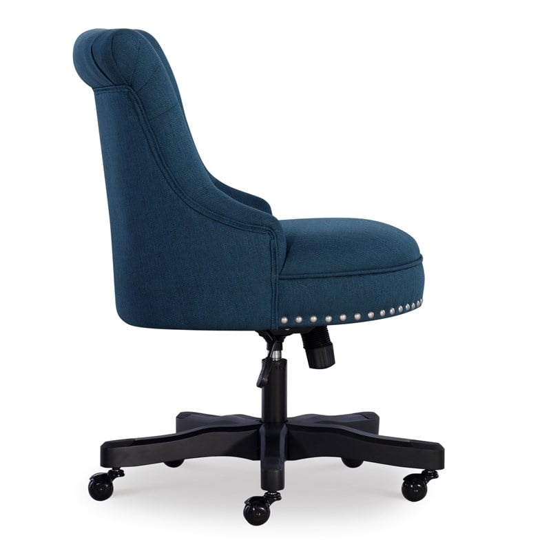 Riverbay Furniture Transitional Fabric/Wood Office Chair in Blue/Black