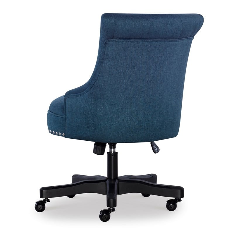 Riverbay Furniture Transitional Fabric/Wood Office Chair in Blue/Black