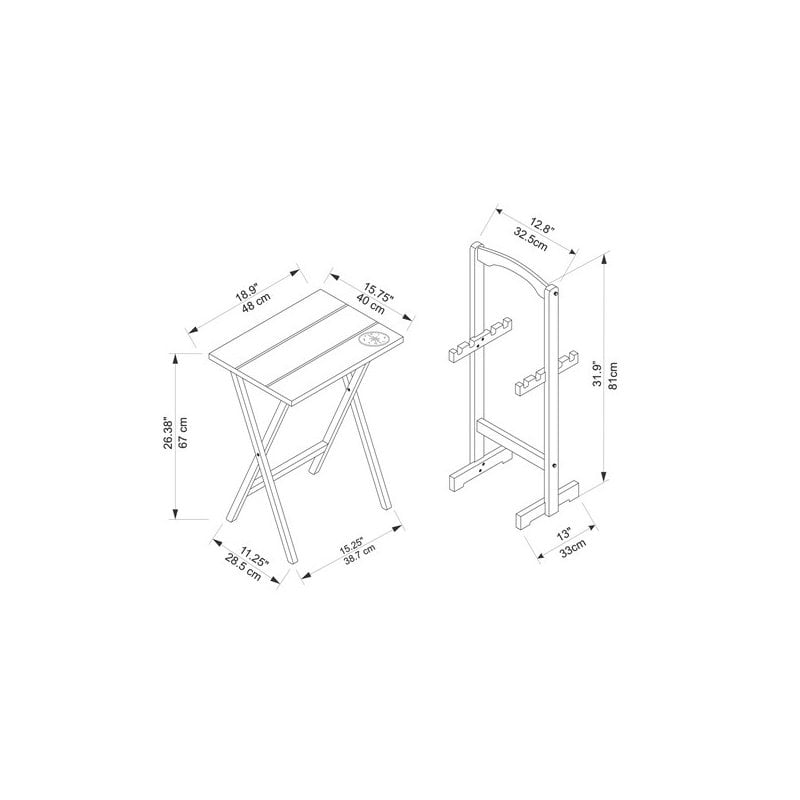 Riverbay Furniture Transitional Wood 5 Piece Compass Tray Table Set in Gray