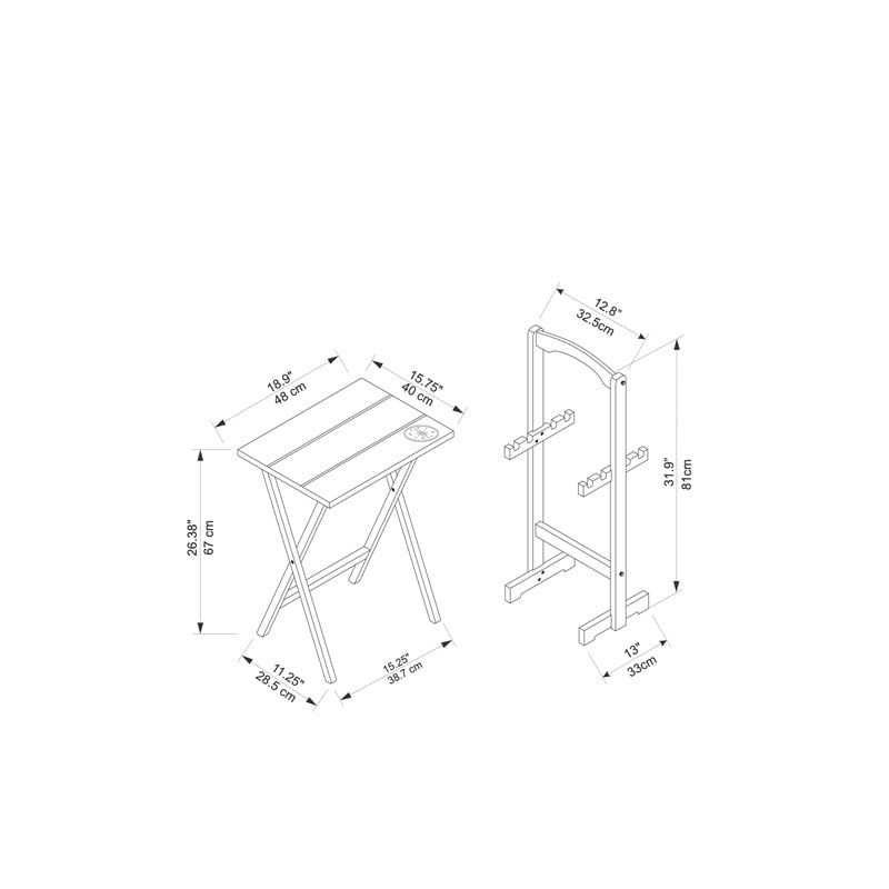 Riverbay Furniture Transitional Wood 5 Piece Compass Tray Table Set in Gray