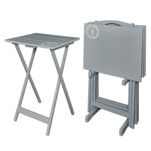 Riverbay Furniture Transitional Wood 5 Piece Compass Tray Table Set in Gray