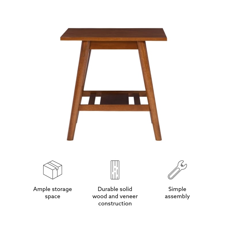 Riverbay Furniture Mid-Century Wood End Table in Warm Walnut Stained