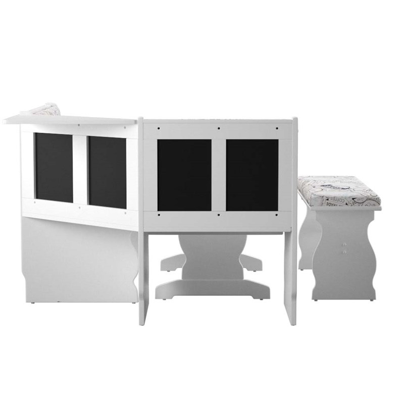Riverbay Furniture Transitional Wood Corner Nook Dining Set in White