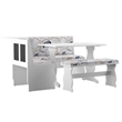 Riverbay Furniture Transitional Wood Corner Nook Dining Set in White