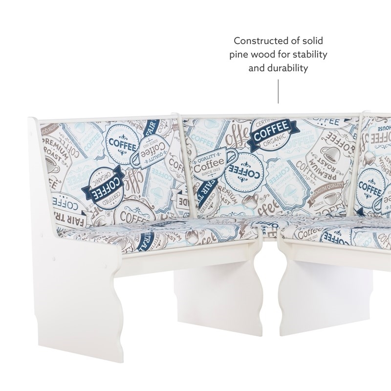 Riverbay Furniture Transitional Wood Corner Nook Dining Set in White