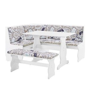 Riverbay Furniture Pine Wood White Dining Set Rectangular Perfect for Small Spaces 66.25&quot Unassembled