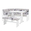 Riverbay Furniture Transitional Wood Corner Nook Dining Set in White