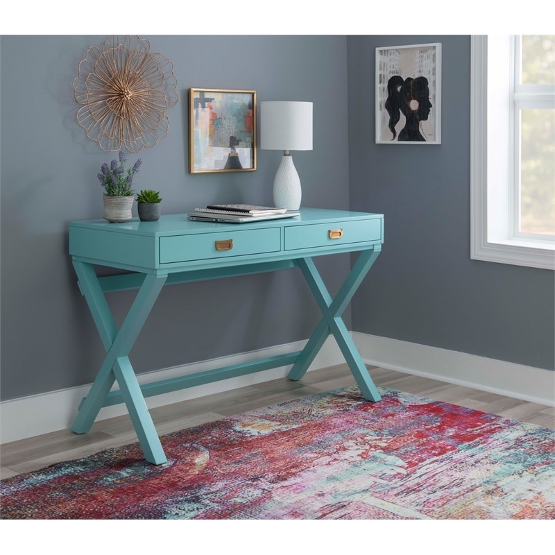 Riverbay Furniture Contemporary Wood Writing Desk in Blue