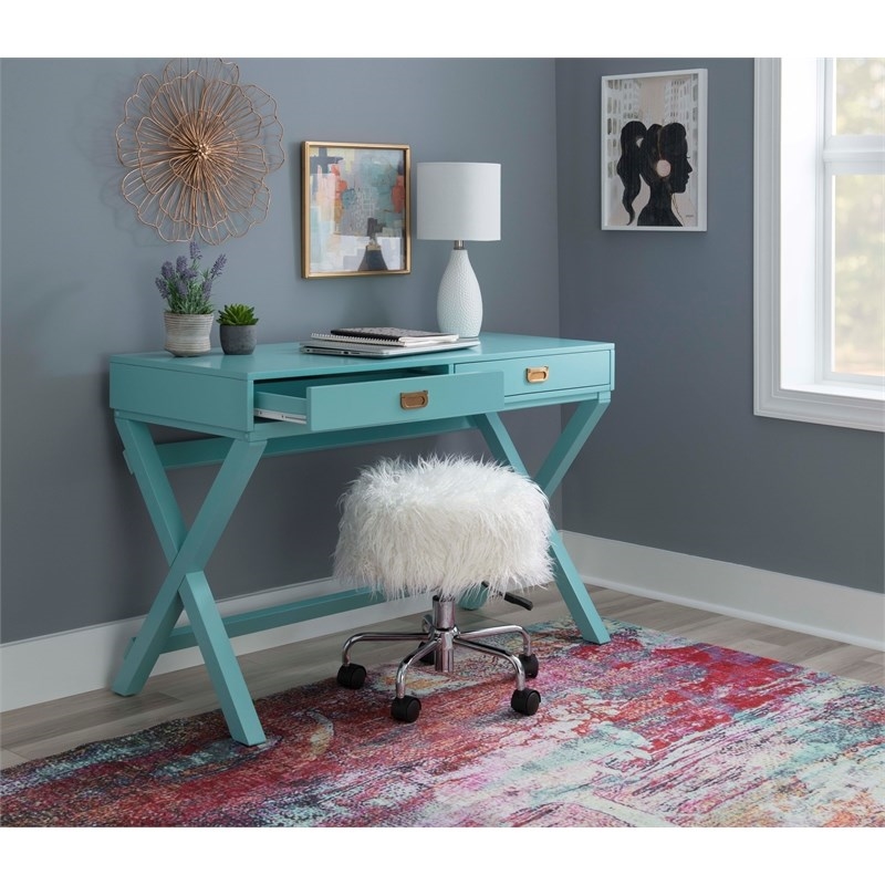 Riverbay Furniture Contemporary Wood Writing Desk in Blue