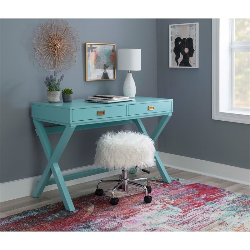 Riverbay Furniture Contemporary Wood Writing Desk in Blue